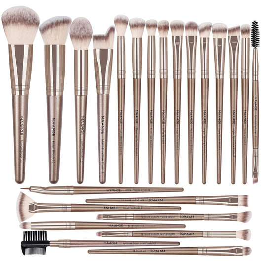 Makeup Brush Set 23 Pcs Makeup Brushes Premium Synthetic Make up Brushes Professional Face Powder Blush Pointed Eyeshadow Blending Brush Gifts for Women/Girls(Champagne)